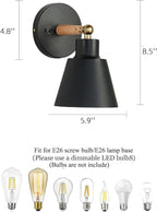 ClanKin Wall Sconces Lighting Fixture, Bedside Wall lamp for Industrial Bedroom, Bathroom Sink Lighting for Bedroom Hallway Living Room(1Pack-Black with On-Off Swtich)