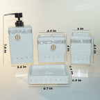 Bathroom Accessories Set 4 Pcs-Ceramic Gift Set Soap Dispenser Pump & Toothbrush Holder & Tumbler Cup & Soap Dish - Bathroom Home Decor Clearance, Countertop Vanity Organize (15 Ounce)