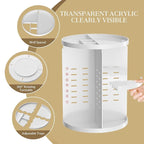 Makeup Organizer 360 rotating, Adjustable Skincare Organizers with Brush Holder, Cosmetics Display Cases for Vanity Bathroom Countertop Large Capacity Carousel Make up Caddy Shelf (White)