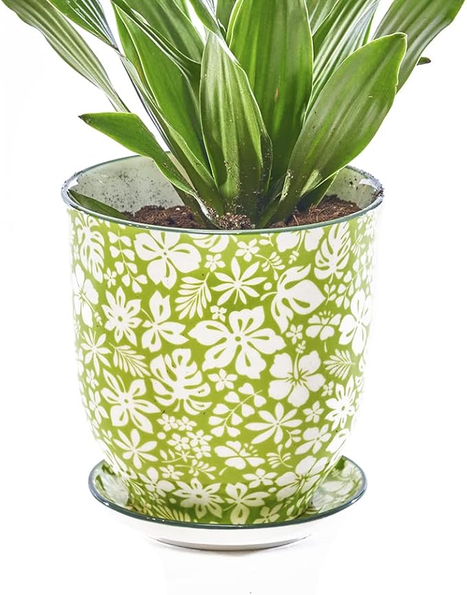 CHIVE ‘Liberte’ Ceramic Succulent Pots — 4.25” Cute Vintage Farmhouse Style Planters for Indoor Plants — Beautiful Home & Kitchen Decor — Green Garden
