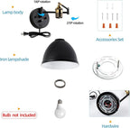 Swing Arm Wall Sconces, Plug-in Wall lamp,Bedroom Wall lamp ， White Fabric Shade，，with dimmable Switch and USB Charging Port, Suitable for Bedside, Living Room, Reading (Metallic Black)