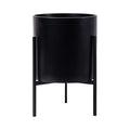 D'vine Dev Mid Century Fiberglass Resin Planter Pot with Iron Stand, 10 inch, Matte Black, 96-A-2-M
