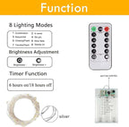 3 Pack Fairy Lights Battery Operated with Remote Control Timer, 26 FT 80 LED String Lights Outdoor Indoor Decoration, 8 Modes Twinkle Lights for Christmas Party Wedding Birthday Bedroom Décor (Blue)