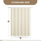 downluxe Linen Texture 3 in 1 Farmhouse Shower Curtain Set with Tassel, Boho Fabric Shower Curtains for Bathroom, Cream, 72W x 78L