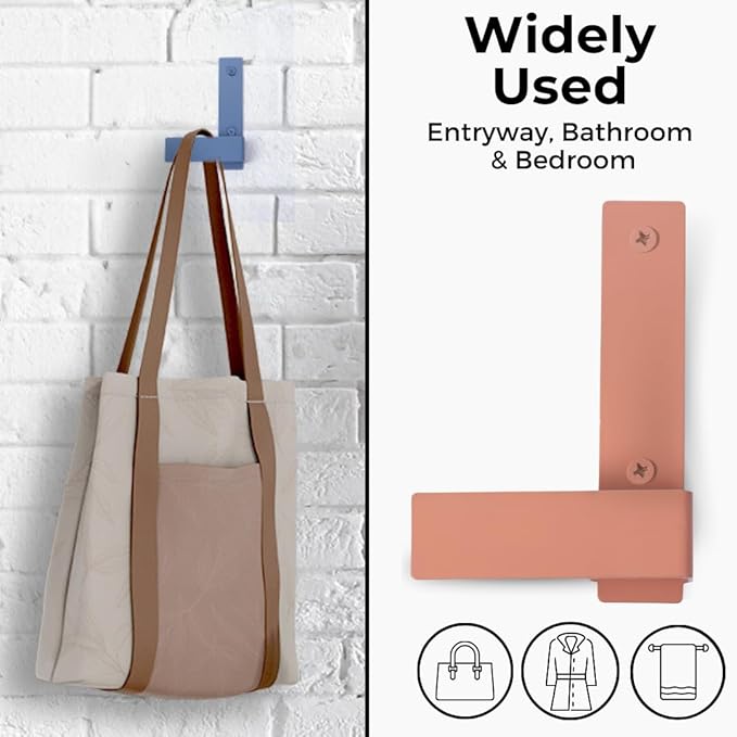 Decorative Wall Hooks-Set of 2 Chic Coat Hooks for Wall Mount. Perfect for Hanging Coats, Clothes, Towels, Backpacks Or Hats. Modern Heavy Duty Metal Hooks (Pastel Set)