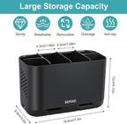 Boperzi Toothbrush Holders for Bathrooms Organizers and Storage, Large Tooth Brush Holders with Drainage, Anti-Slip Electric Toothbrush and Toothpaste Holders Caddy for Shower Kids Family, Black