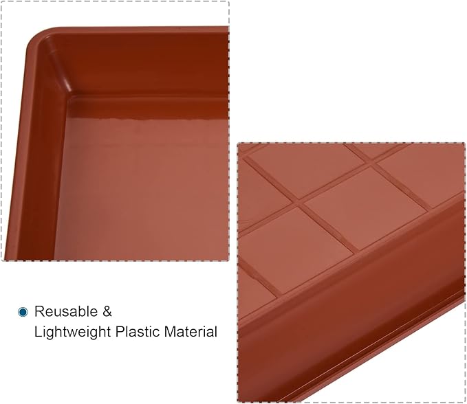 MECCANIXITY Plant Pot Saucer 7 Inch Plastic Square Flower Drip Tray for Indoor Outdoor, Red Pack of 10