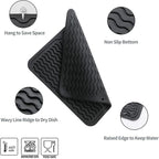Silicone Dish Drying Mat for Multiple Usage,Easy clean,Eco-friendly,Heat-resistant Silicone Mat for Kitchen Counter or Sink,Refrigerator or Drawer liner Black M 12 inches x 12 inches