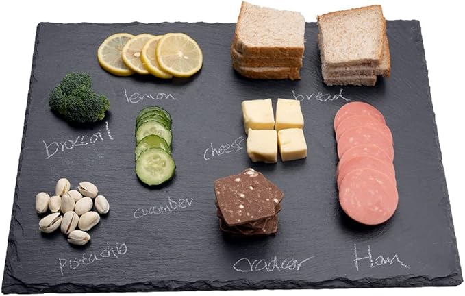 16x12in Large Slate Cheese Board for Meat, Cheese, Appetizers - Slate Platter with 2 Chalks - Perfect for Housewarming, Christmas, Mother's Day