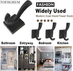 Black Towel Hooks Coat Hooks for Wall, Hand Towel Holder Robe Hook for Bathroom, Entryway Hat Hooks for Hanging Coat Towels Keys Hats (6 Pack)