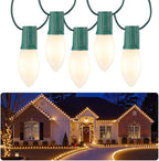 Brightown C9 LED Christmas Lights Outdoor, 25 FT 25 LED Warm White Connectable C9 String Lights for Christmas Tree Patio Roofline Garden Backyard Holiday Party Indoor Outdoor Decoration, Green Wire