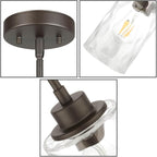 XiNBEi Lighting Pendant Lighting 1 Light Mini Pendant Light with Glass, Modern Adjustable Kitchen Hanging Ceiling Light Dark Bronze Finish XB-P1227-DB