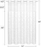 Boho White Woven Fabric Shower Curtain 72 x 86 Modern Farmhouse, No Hooks Tufted Chevron Striped Shabby Chic Textured, Minimalist Cloth Curtain for Bathroom, Hotel Decor