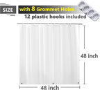 Waterproof Shower Curtain for Window Inside Shower, 48 x 48 Inches Short Length Plastic Bathroom Window Curtain Heavy Duty Vinyl with Hooks, Silky Frost, 48x48