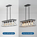 HuixuTe 5-Light Farmhouse Chandeliers for Dining Room, Rustic Kitchen Island Lighting, Adjustable Height Pendant Light for Kitchen, Dining Room Table White