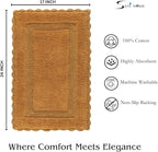 Savi Home Cotton Crochet Bathmat with Antiskid 17x24 Mustard, 100% Pure Cotton, Super Soft Bath Rug, Plush & Absorbent, Hand Tufted Heavy Weight Construction, Full Reversible Step Out Rugs