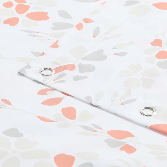 54x78 Inch Stall Shower Curtain, Orange and Grey Fabric Shower Stall Curtain, Floral Flower Print Small Shower Curtains for Bathroom, 54" W x 78" H