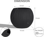 16 Inch Handmade Concrete Outdoor Planter - Classic Striped Design | Fiberglass & Composite Material | Durable for Commercial & Home Decor