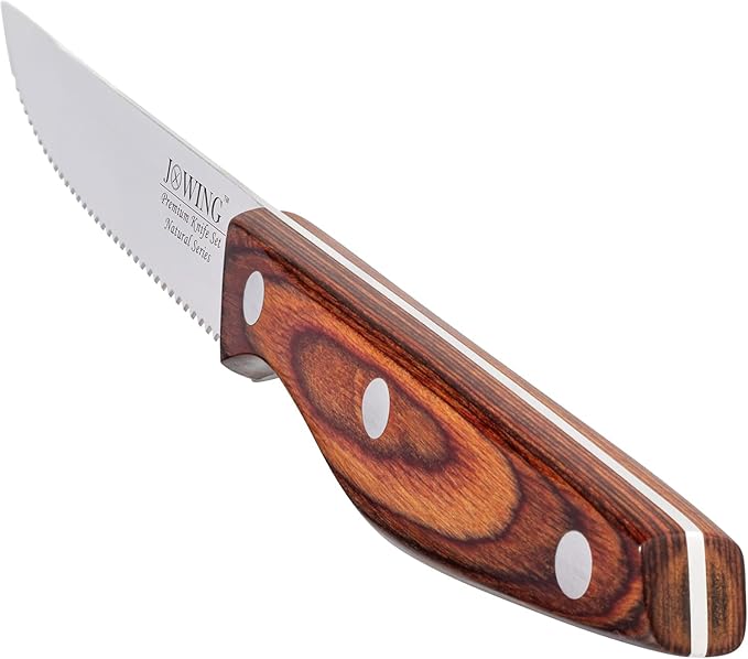 Steak Knives Set of 6, Professional German High Carbon Stainless Steel Steak Knife Set, Premium Full Tang Steak Knives with Pakkawood Handle