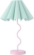 Pleated Table Lamp, Table Lamp for Bedroom, Bedside Lamps for Nightstand with Linen Lampshade, Modern Lamp for Bedroom Home Office Decor, Pink
