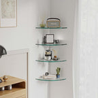 2 Sets Glass Shower Shelves - Corner Shower Shelf Organizer for Soap & Shampoo, Adhesive Bathroom Shelf, No Drilling