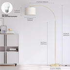 SUNMORY Arc Floor Lamp with 3 Color Temperature, Modern Floor Lamp with 9w A19 LED Bulb, 75″ Height Tall Lamp for Living Room with Hanging Drum Shade & Weighted Base. Arched Standing Lamp for Bedroom