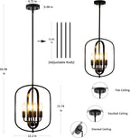 Black Chandelier Light, Modern Farmhouse Chandeliers for Dining Room Light Fixture Entryway Industrial Rustic Geometric Hanging Foyer Lighting Fixtures Kitchen Chandelier for Entryway Bedroom Hallway
