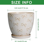 Ceramic Plant Pot 6.9 Inch - Ceramic Planter with Drainage Hole and Saucer Round Planter Flower Pot for Indoor Plants Outdoor Home Garden Office Decor White