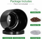 Aveyas 8 inch Ceramic Plant Pot with Drainage Hole and Saucer - Suitable for Indoor and Outdoor Use, Modern Planters for House Garden Flower Tree Snake Monstera Plants (8", Glossy Black)