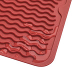 Silicone Dish Drying Mat for Multiple Usage,Easy clean,Eco-friendly,Heat-resistant Silicone Mat for Kitchen Counter or Sink,Refrigerator or drawer liner Red L 16 inches x 12 inches