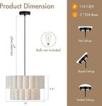 16 Inch Wavy Linen Chandelier Modern Pendant Light Fixture, Rustic Fabric Hanging Ceiling Lamp for Dining Room, Kitchen Island, Living Room, Foyer, Dimmable Lighting Over Table