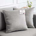 lalaLOOM Velvet Throw Pillow Covers, Set of 2 Decorative Square Pillows Home Decor, Soft Accent Cases, Silky Machine Washable Pillowcases for Sofa, Couch, Bedroom, Living Room, 16x16, Light Gray