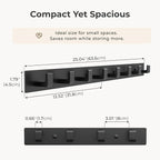 Black Wall Mounted Coat Rack- 2 Modular Rails (25'' Total), 8 Right-Angle Hooks, Modern Organizer for Entryway, Bathroom, Bedroom, Holds Coats, Towels, Hats