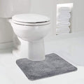 Walensee Bathroom Contour Rug (20x24, Grey) Non Slip Bath Mat for Water Absorbent Soft Microfiber Shaggy Machine Washable U Shape For Toilet