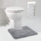 Walensee Bathroom Contour Rug (20x24, Grey) Non Slip Bath Mat for Water Absorbent Soft Microfiber Shaggy Machine Washable U Shape For Toilet