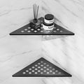 Shower Corner Shelf 10" Slot Design Corner Shelves for Inside Shower, 304 Stainless Steel Recessed Bathroom Shelves for Tiled Wall, Black 2 Pack (Floral)