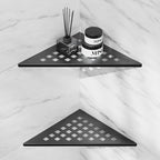 Shower Corner Shelf 10" Slot Design Corner Shelves for Inside Shower, 304 Stainless Steel Recessed Bathroom Shelves for Tiled Wall, Black 2 Pack (Floral)