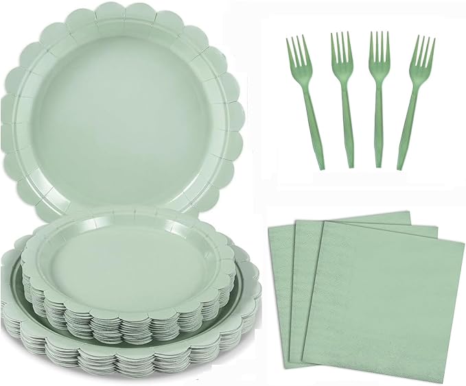 Disposable cutlery set for 16 guests -69 pieces, including 7-inch/9-inch plates, napkins, tablecloths, and forks, suitable for birthdays, weddings, picnics, baby showers, and events