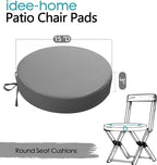 idee-home Outdoor Bistro Chair Cushions, 15”x15”x 3” Thick Outdoor Round Seat Cushions Set of 2 with Ties, Waterproof Round Patio Furniture for Garden