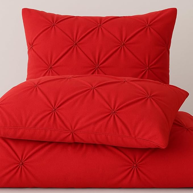 COTTON STICH Pinch Pleated Standard Pillow Shams Set of 2 Red 600 Thread Count Super Soft Red Pinch Pillow Shams Standard 20" x 26" Size 100% Egyptian Cotton Decorative Pillow Covers Set