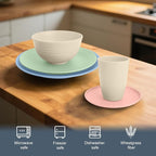 40 PCS Wheat Straw Dinnerware Sets | Service for 8, Unbreakable Plates and Bowls Sets - Dinner Plate, Cereal Bowl, Drinking Cups, Dishwasher & Microwave Safe for Kitchen, Camping,RV - Colorful