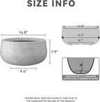 Kante 15.7" Dia Round Concrete Planter, Outdoor Indoor Garden Plant Pots with Drainage Hole and Rubber Plug, Modern Curvaceous Design, Natural Concrete