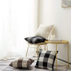 MIULEE Halloween Pack of 2 Farmhouse Buffalo Check Plaids Linen Throw Pillow Covers Soft Soild Decorative Home Decor Outdoor Cushion Case for Sofa Bedroom 18 x 18 Inch, Black and White