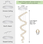 30-Lights Modern Crystal Chandeliers for Staircase LED Handing Light Fixture for Foyer Hallway Entrance