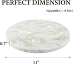 Koville African Natural Marble Cutting Board for Kitchen, 11inch Round Hand Crafted Marble Slab for Cheese, Charcuterie, Pastry Board - Wedding Gift, House Warming Gift