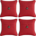 Outdoor Sunbrella Decorative Pillows with Coconut Button Pack of 4, 18" x 18" Outdoor Pillow Set for Couch Bed Throw Patio Sofa, Canvas Jockey Red