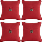 Outdoor Sunbrella Decorative Pillows with Coconut Button Pack of 4, 16" x 16" Outdoor Pillow Set for Couch Bed Throw Patio Sofa, Canvas Jockey Red