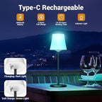 Cordless Table Lamp Rechargeable 2 Pack Wireless Touch Light Battery Operated 3 Color & RGB Stepless Dimmable Portable Led Waterproof Small Lamps for Kichen/Dining/Outdoor/Patio/Restaurant