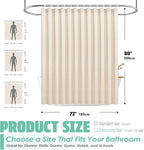 Extra Long Natural Linen Textured Shower Curtain Set with Hooks, Beige Boho Farmhouse Bath Shower Curtains for Bathroom Neutral Cloth, Hotel Luxury, Weighted, 72W x 84L, Cream