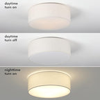 3-Light Ceiling Light Fixture, 13" Drum Flush Mount Ceiling Light, Modern Close to Ceiling Lights with Fabric Linen Shade for Hallway Bedroom Kitchen Dining Living Room